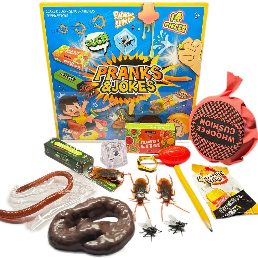 Spooky Prank Set, Fly Chewing Gum Fart Pad Prank Toy Gift Box Set