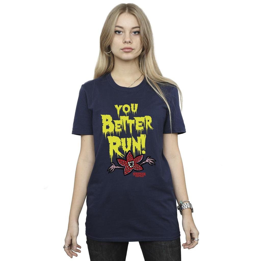 Netflix Womens/Ladies Stranger Things You Better Run Cotton Boyfriend T-Shirt