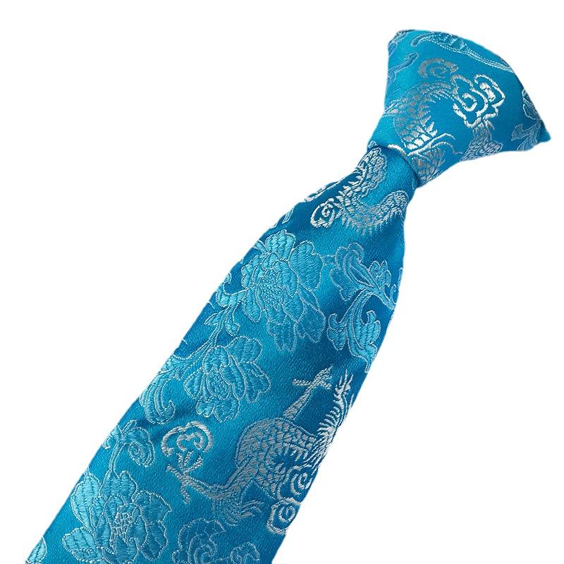 Cozy Up Men Tie Groom Best Man Chinese Dragon Pattern Casual and Fashionable 146x8x3.5cm