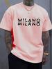 2025 Summer Men's 100% pure cotton Italian Milan pattern printed comfortable round-neck short-sleeved T-shirt top