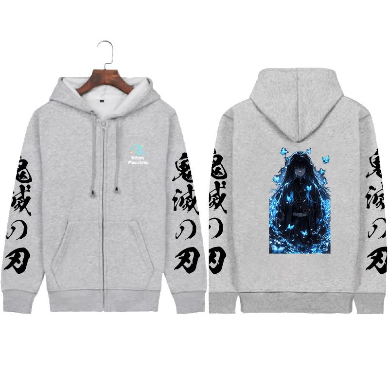 

Япония Аниме Клинок Рассекающий Демонов Токито Муичиро Принт Толстовка с Капюшоном Мужская Женская Манга Худи Оверсайз Куртка на Молнии Харадзюку Мужская Толстовка 4XL серый
