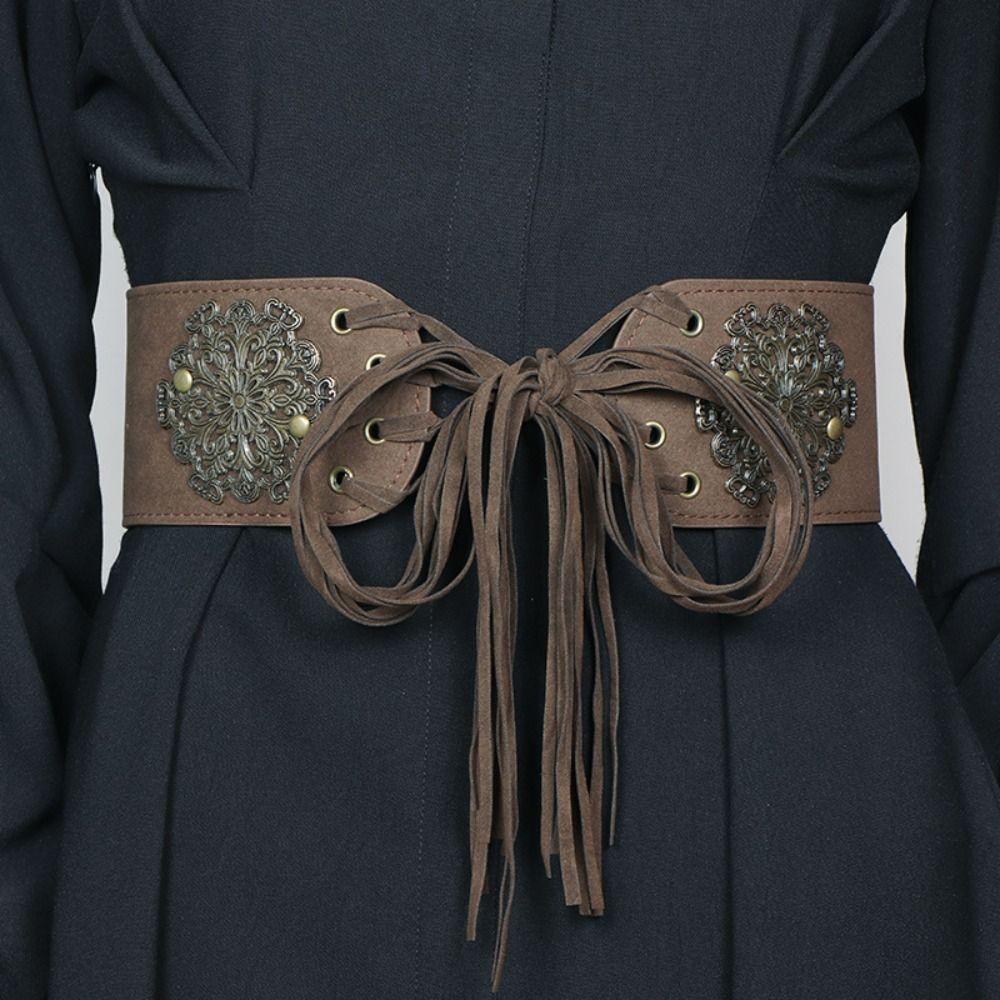 Leopard Print West Cowboy Waist Belt Trouser Decoration Splicing Rings Belt  Dress Decoration