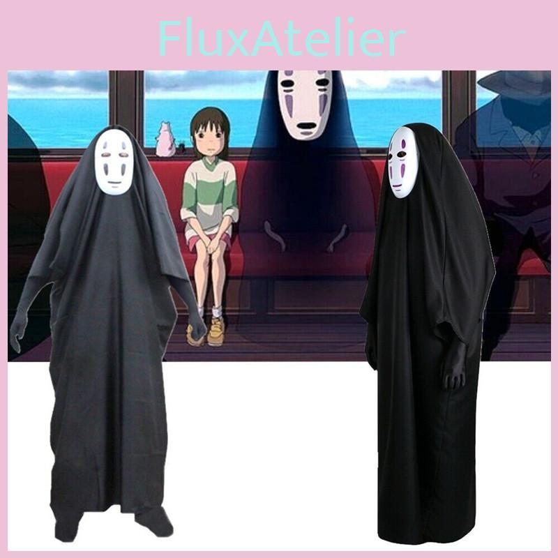 Away Spirited No Face Man Cosplay Costume Clothes Long Robe Mask Gloves Set Full