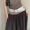 Vintage Leather Waistband Metal Buckle Punk Style Belt Adjustable Women Wide Belt  Men