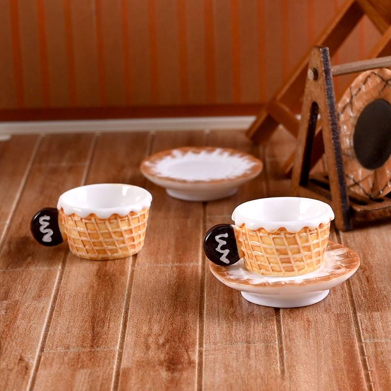 3Set Miniature Dollhouse Latte Coffee Mug Mini Cup Model Toys For Home Decor Accessories