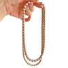 Maillard Wind Gold Camocha Color Shijia Pearl Double Layer Design Sweater Chain Necklace Clavicle Chain