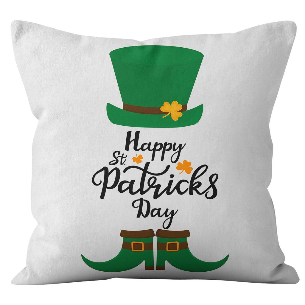 Home Cushion Cover St. Patrick's Day Pillowcase Four-leaf Clover Plaid Sofa Cushion Cover