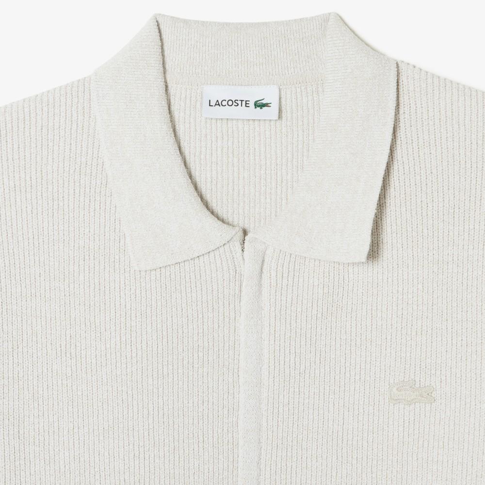 [lacoste] Men's Ribbed Collar Zip-up Cardigan AH403E-56GS7G