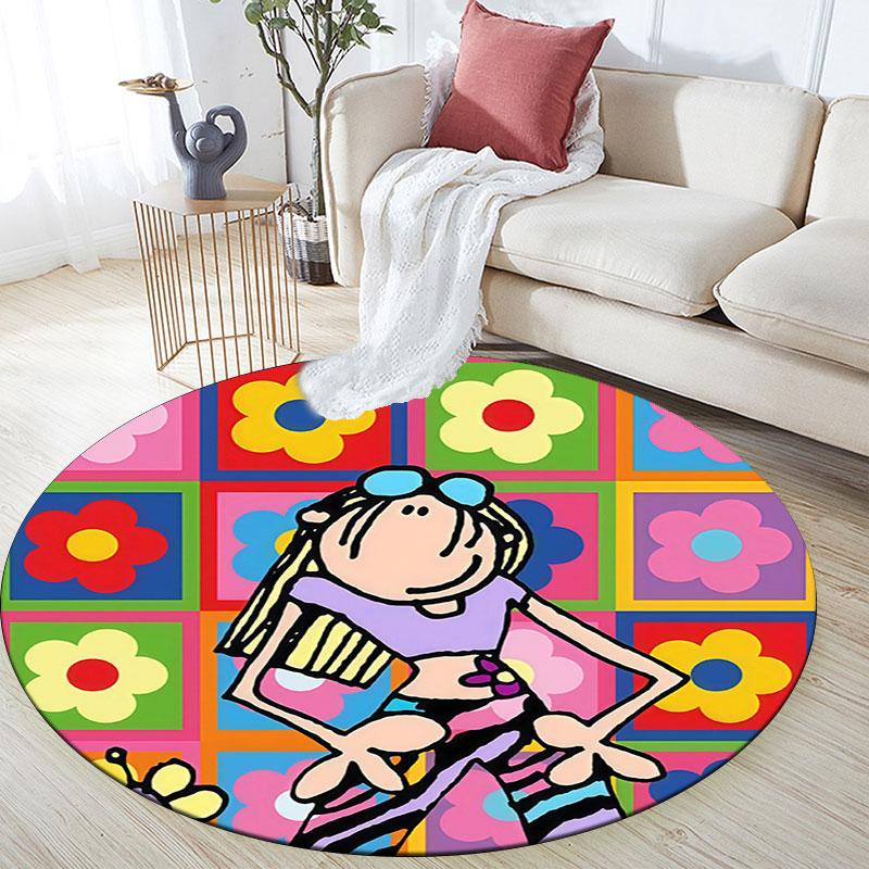 Groovy Chick,Round Area Rug,Carpet Rug for Living Room Bedroom Sofa Playroom Decor,Non-slip Floor Mat