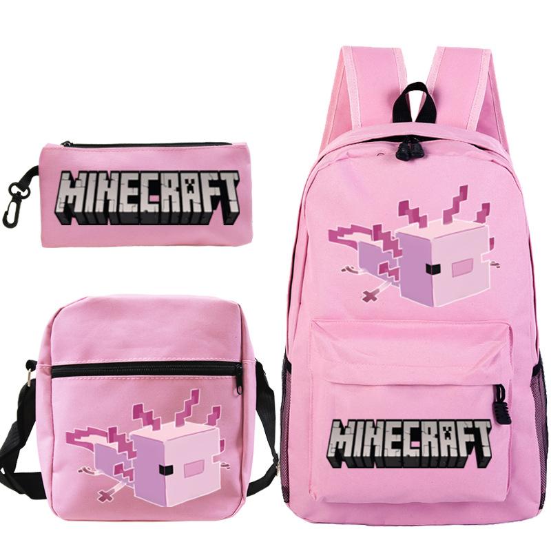 Game Minecraft Printed Children'S School Bag Oblique Span Bag Stationery Pencil Bag Student Backpack Set