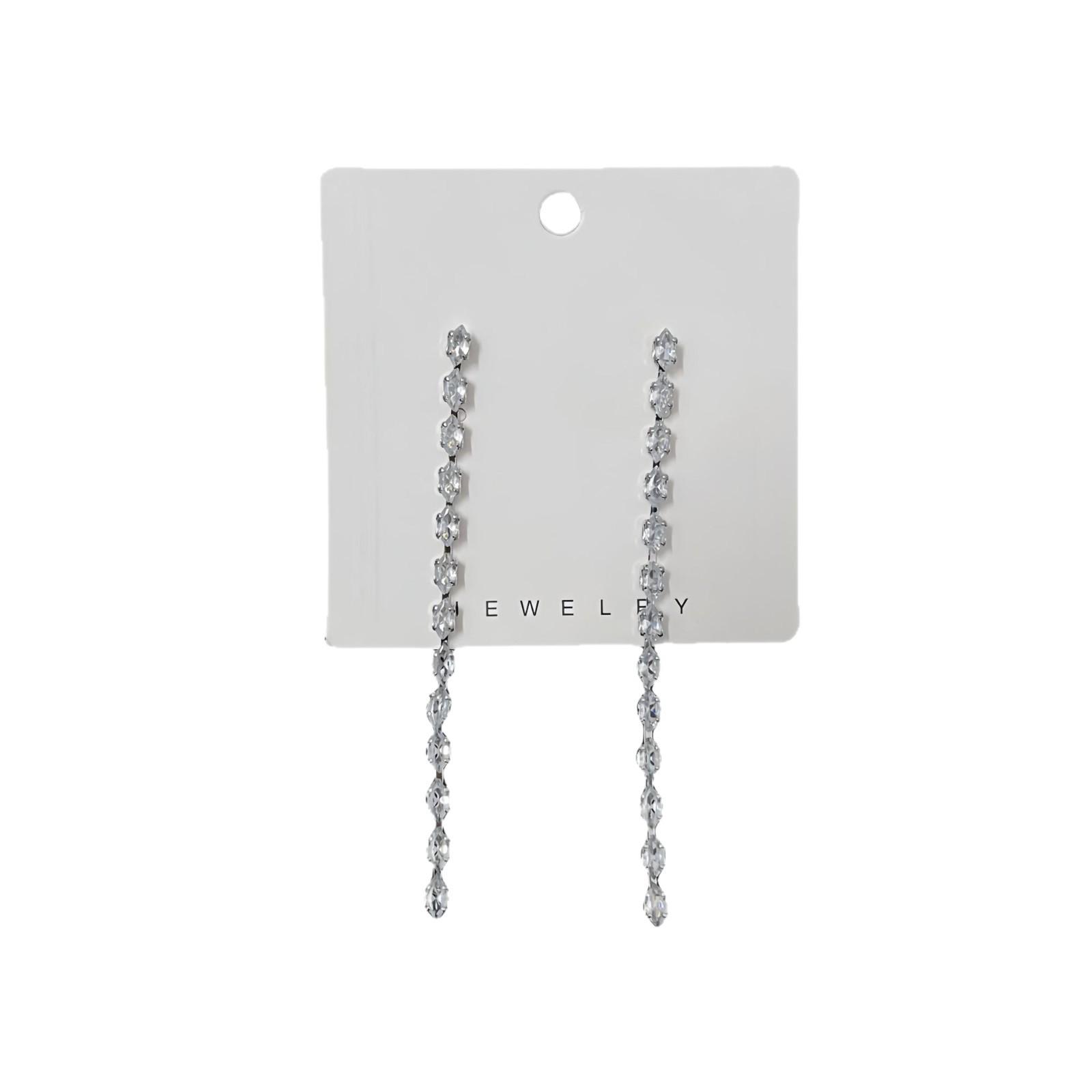 Cross Design Zirconia Tassel Earrings: Luxurious, Fashionable, Sweet and Fresh. серебряный