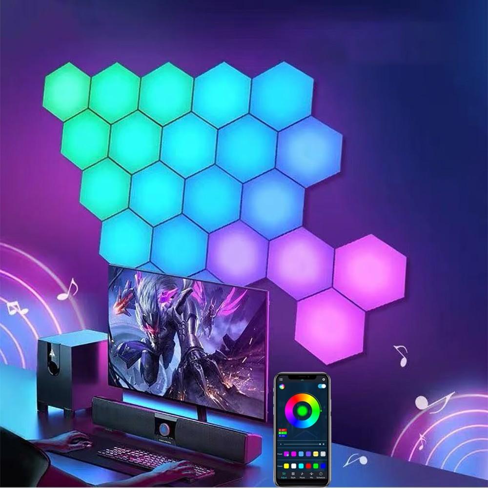 Creative RGB Home Decor Quantum Wall Lamp Honeycomb Module LED Night Light APP Control LED Hexagonal Desk Light