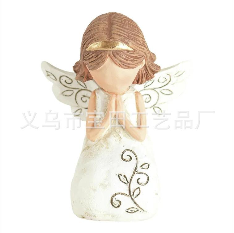 Golden Horn Angel Statue Holding Love Prayer with Bible Sculpture Resin Crafts Interior Ornaments