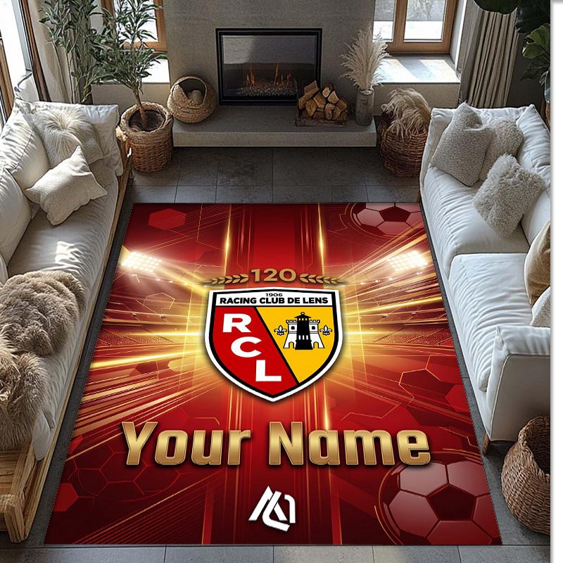 Racing Club de Lens Bedruckter Kristall-Samt-Teppich Rutschfester Kristall-Samt-Teppich Für Sofa Schlafzimmer Innenbereich Heimdekoration