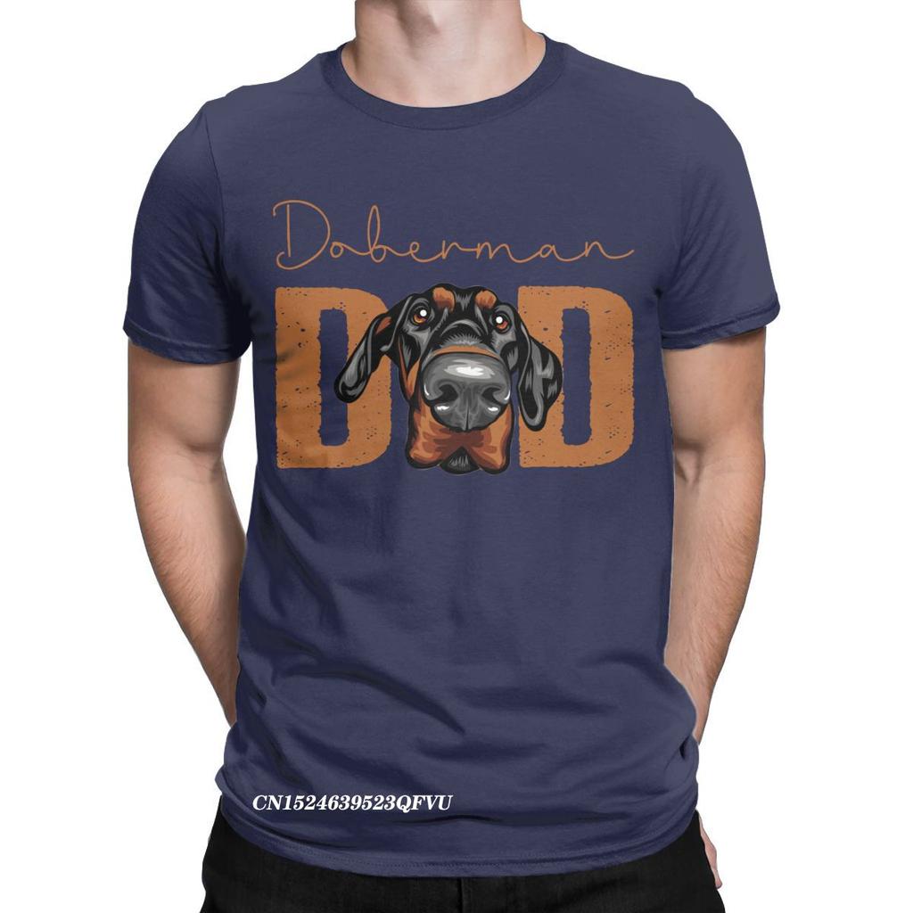 Men Doberman Dad Dog Tops T Shirts Animal Pet Oversized Pure Cotton Novelty Harajuku Crewneck Tees Aesthetic Camisas T-Shirt