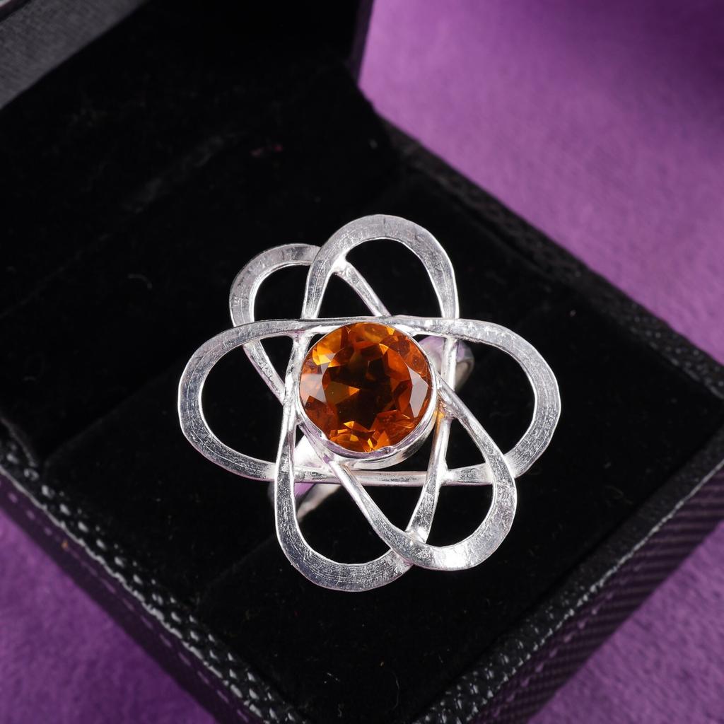 Citrine Gemstone 925 Sterling Silver Jewelry Handcrafted Ring Gift For Mother RR-21-6