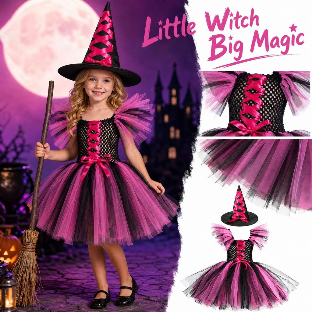 Girls Halloween Dress Costume Set for Performance, Dance Recital and Party