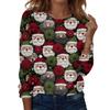 Women's Fashion Casual H Printed V-Neck Long Sleeve Decorative Button T-Shirt Tops