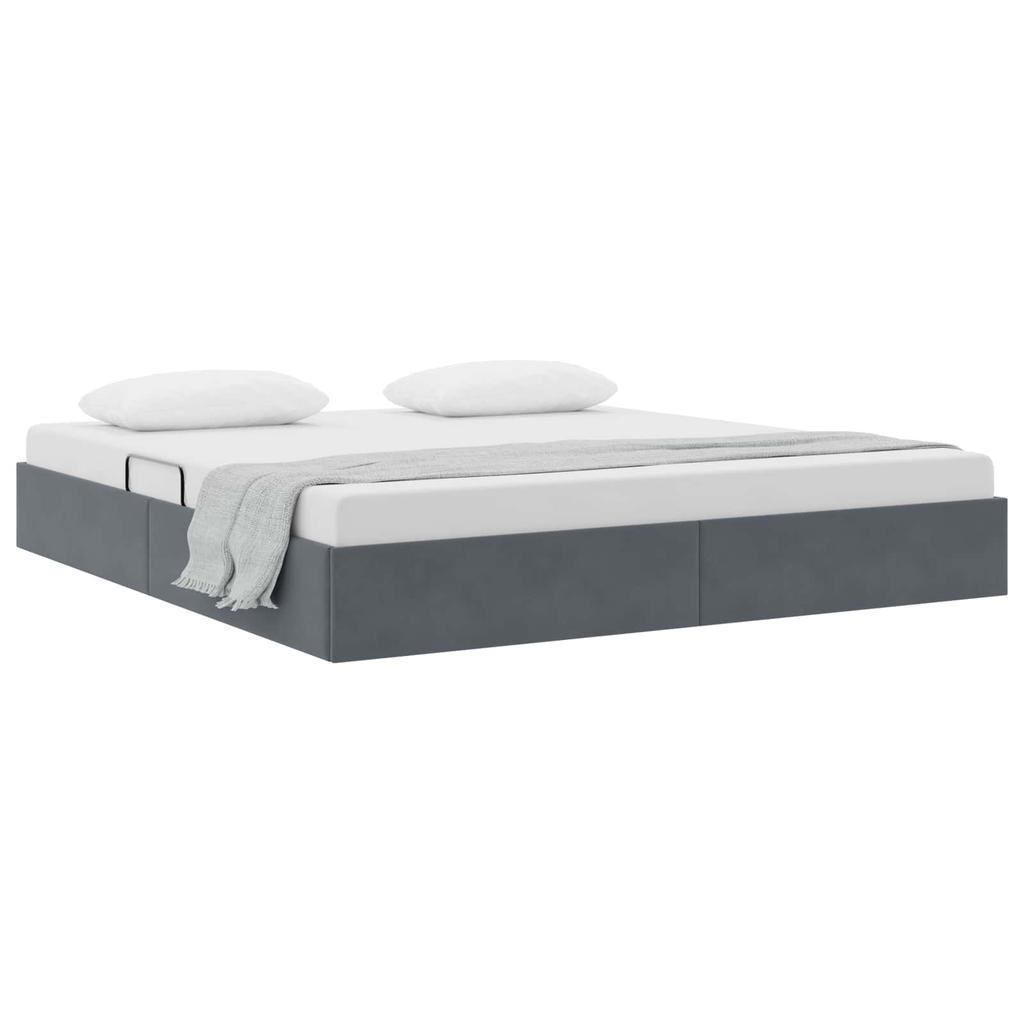 Ottoman Bed Frame with Storage Dark Grey 180 x 200 cm Velvet