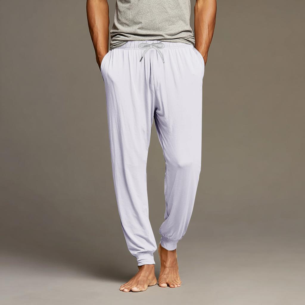 Men's Drawstring Pocket Cuffed Casual Pants Home Sleep Pants