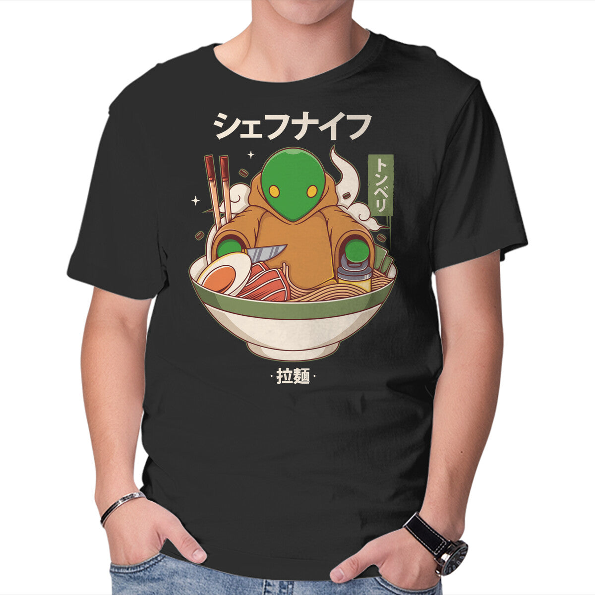 Unisex Crew Neck T-Shirt Tonberry Ramen Graphic Short Sleeve Casual Tee L