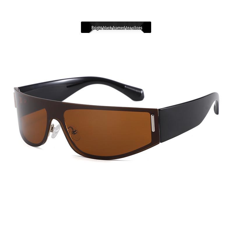 Futuristic Cyberpunk Frameless Curved Sunglasses – Retro Y2K Style Bestseller.