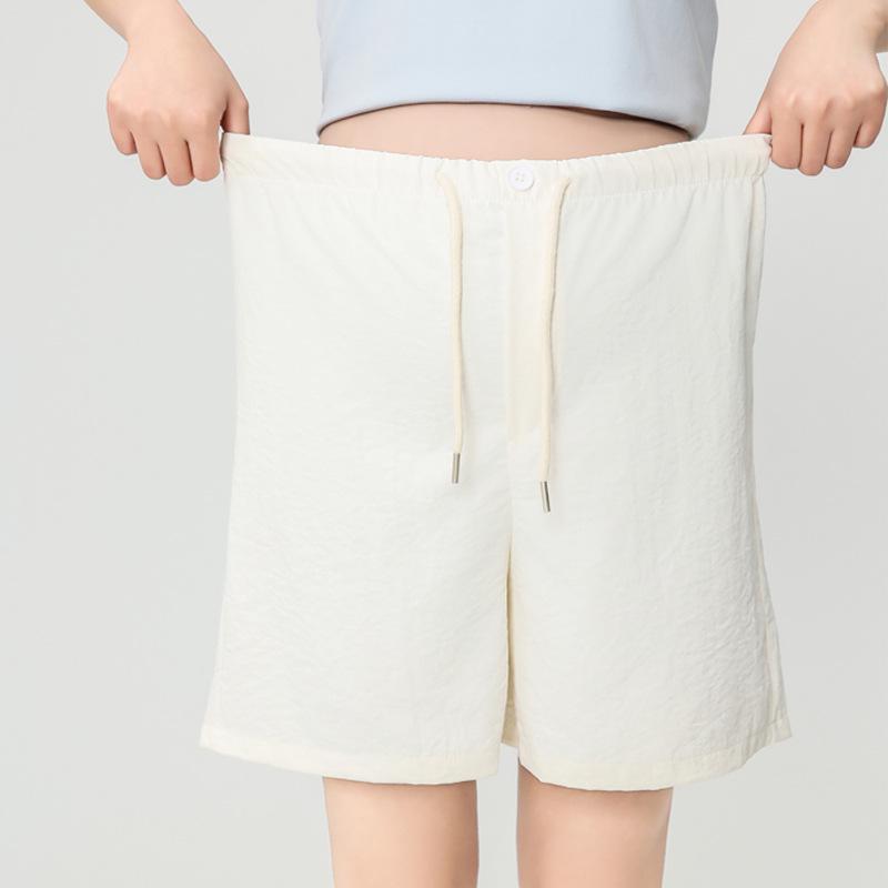 Summer Ice Silk Wide-Leg Maternity Capri Shorts L
