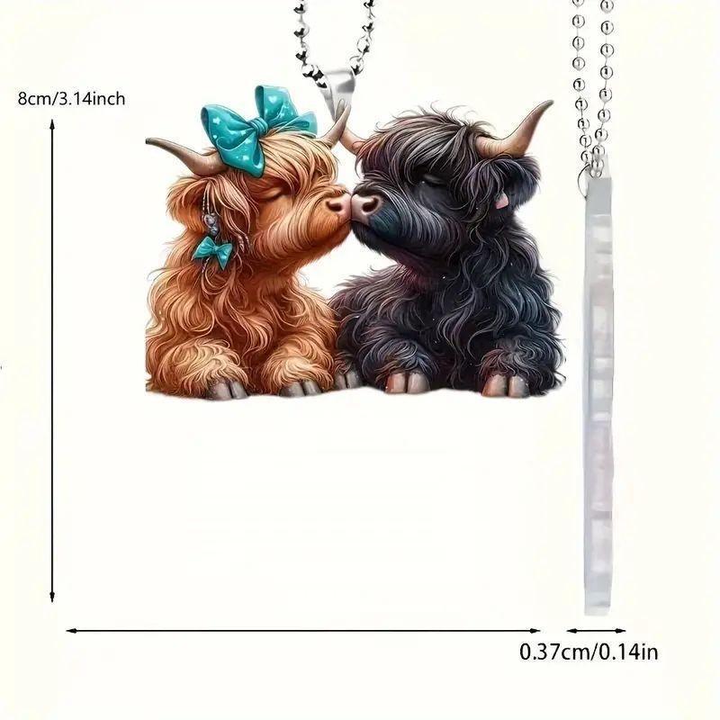 

Восхитительное акриловое 2D украшение в виде яка для подвешивания в машине и на елку в рождественском стиле