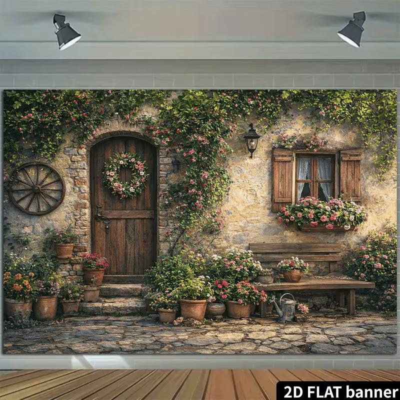 2D Ländliche Straße Blumiges Porträt Fotohintergrund
