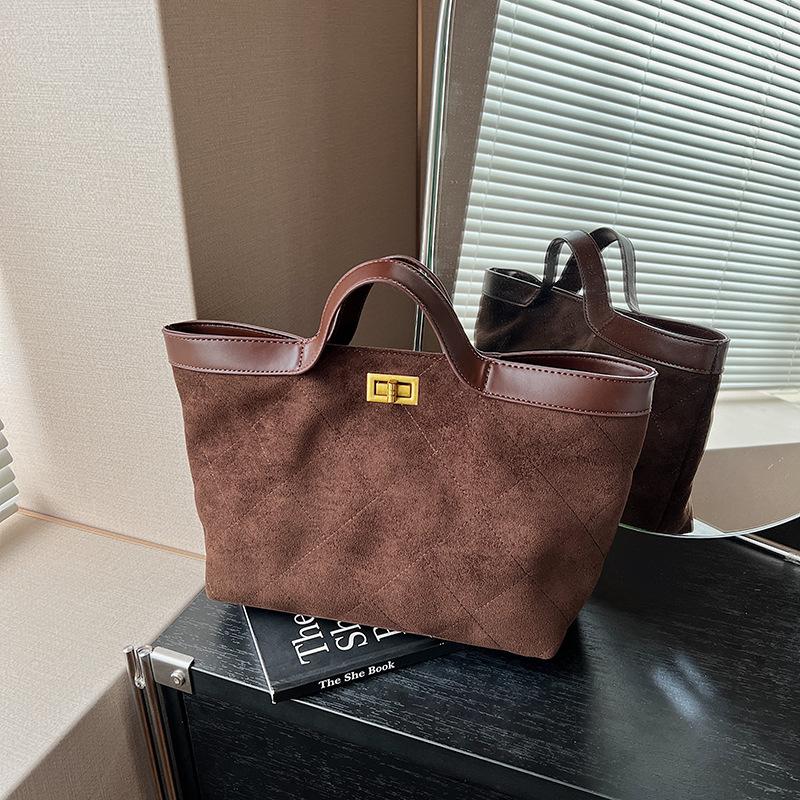Suede bag women's large capacity autumn and winter messenger bag retro portable commuter tote bag