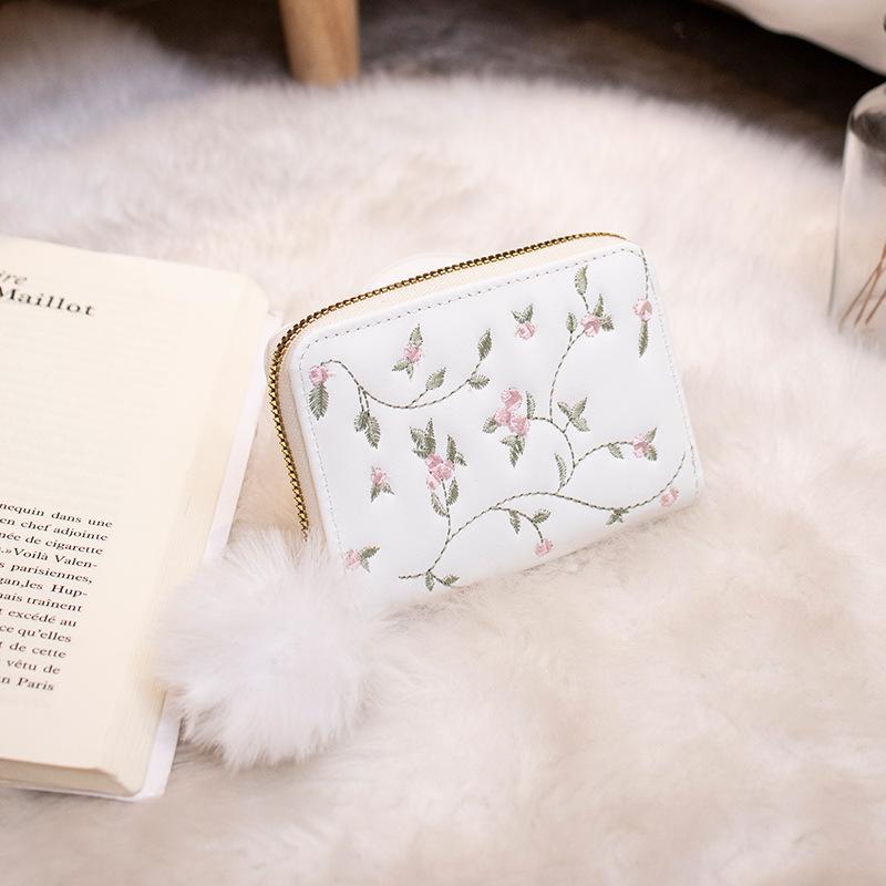 Short Embroidered Card Bag for Women's Coin Wallet Small Bag for Women Fashion Versatile 20% Discount Coin Wallet