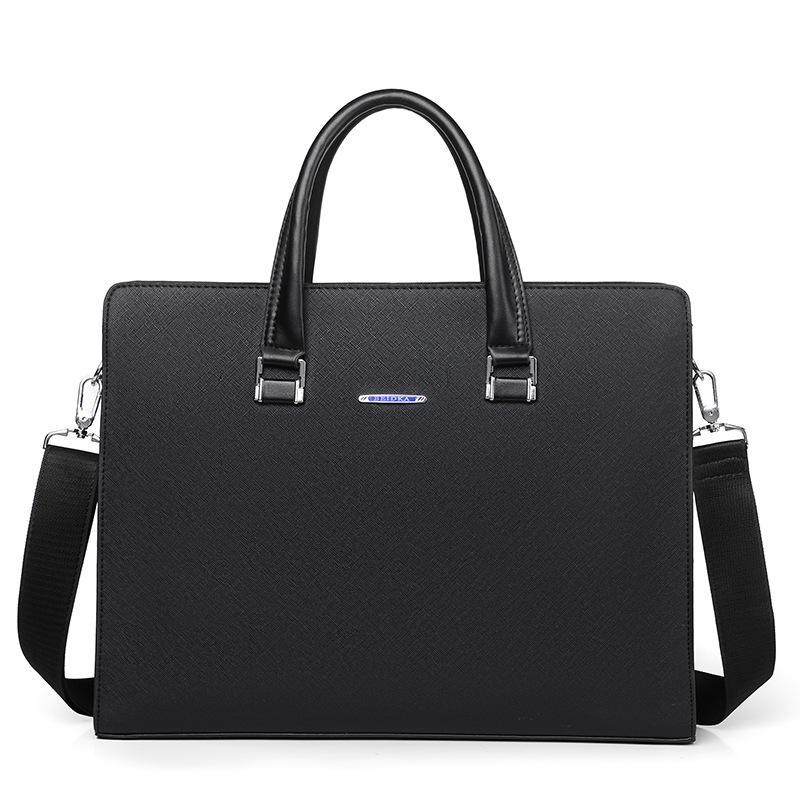 New Business Men's Bag Business Trip Portable Horizontal Briefcase Leather Single Shoulder Oblique Span Computer Bag