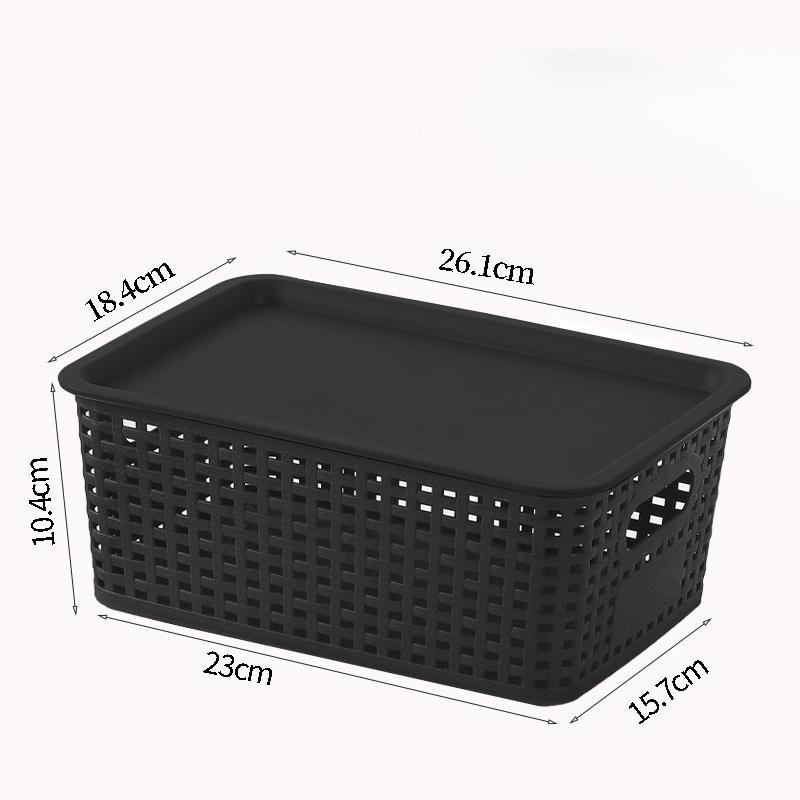

Modern Plastic Storage Baskets with Lid Stacking, Multi-Purpose for Office Desk Bedroom Classroom Organization Container чёрный