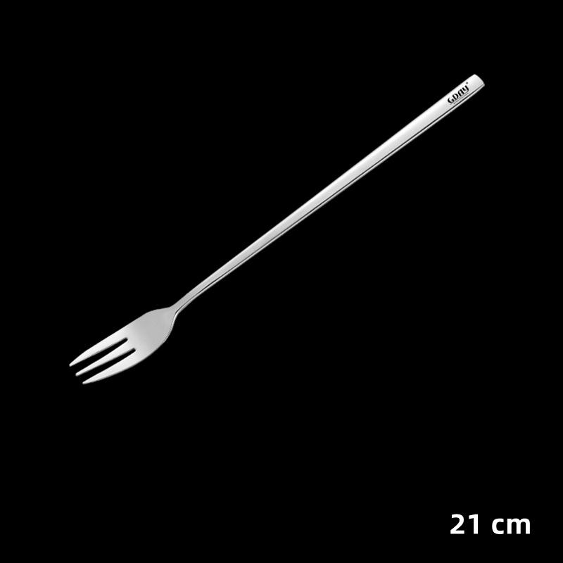 304 Stainless Steel Tea Spoon Long Handle Cocktail Coffee Ice Cream Stirring Scoop Dessert Fork Kitchen Tableware Bar Tools