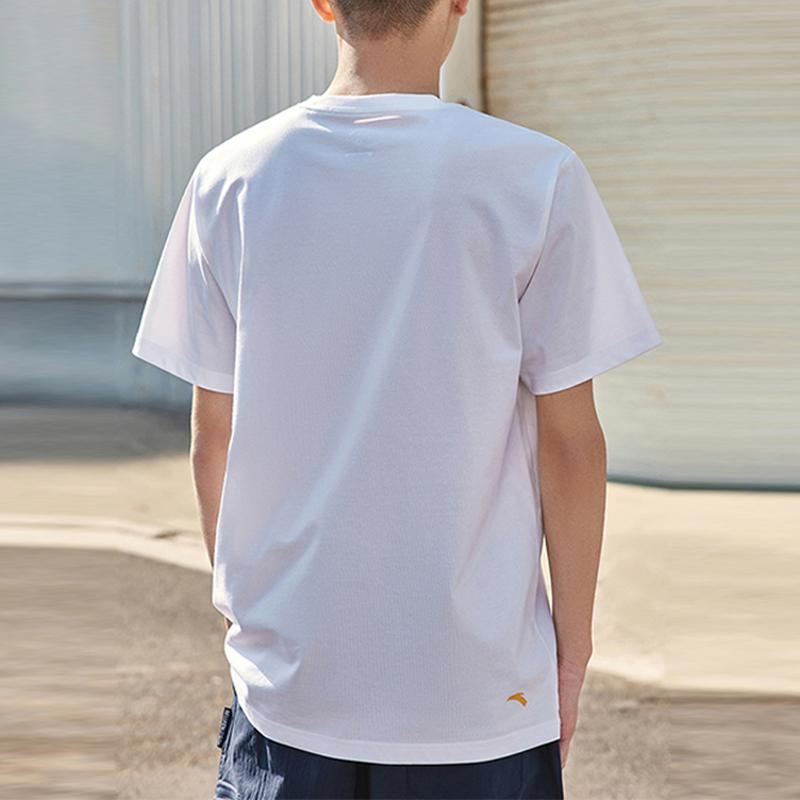 Anta Basketball Series Logo Print Quick-Dry Breathable Short Sleeve T-Shirt Unisex Tops Pure-White 972321104-1