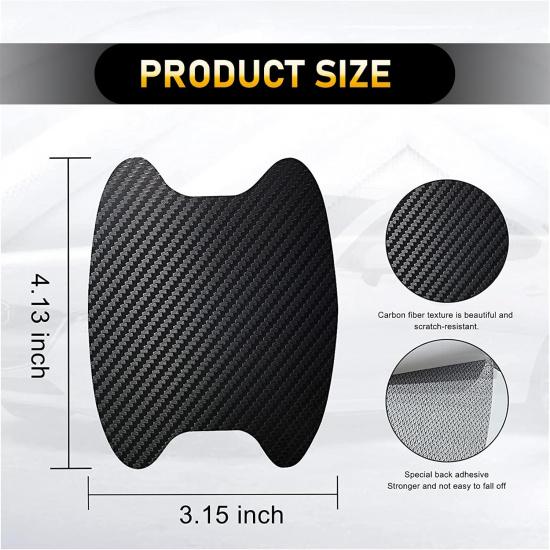 gunhunt 8 PCS Door Handle Scratch Protectors, Carbon Fiber Handle Cover Anti Scratch Stickers, Door Handle Cups Protective Film Bowl Sticker (Black)