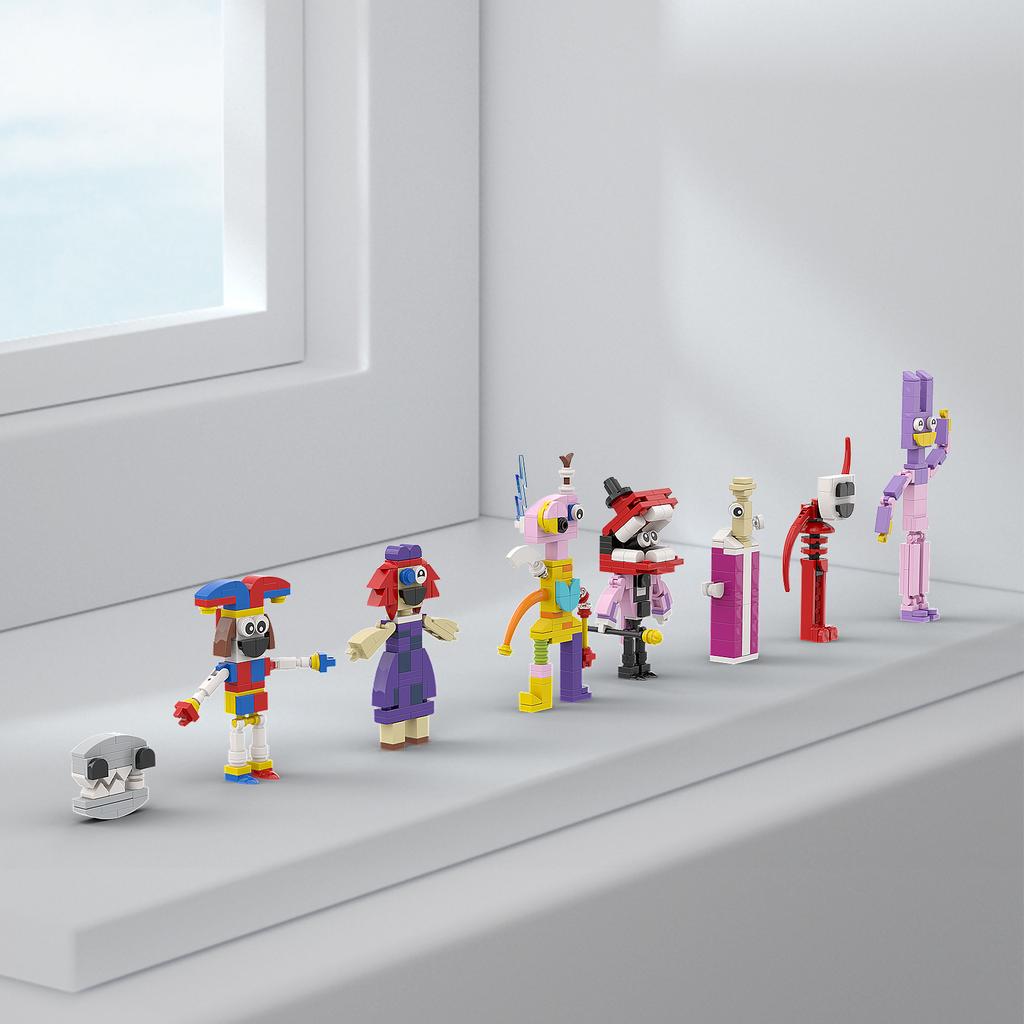 8 Pack Amazing Digital Circus Building Blocks Model Kit,Horror Animated Movie Figure Gifts for Child Adult(450PCS)