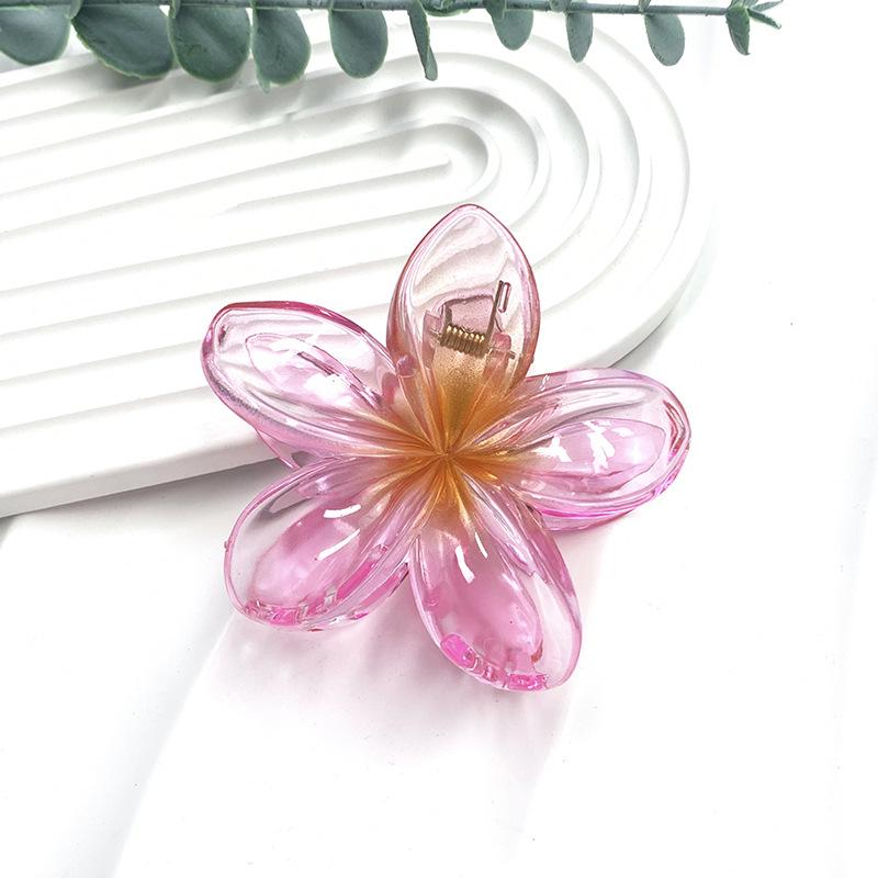 Retro Colorful Frangipani Flower Hair Claw Clip for Women