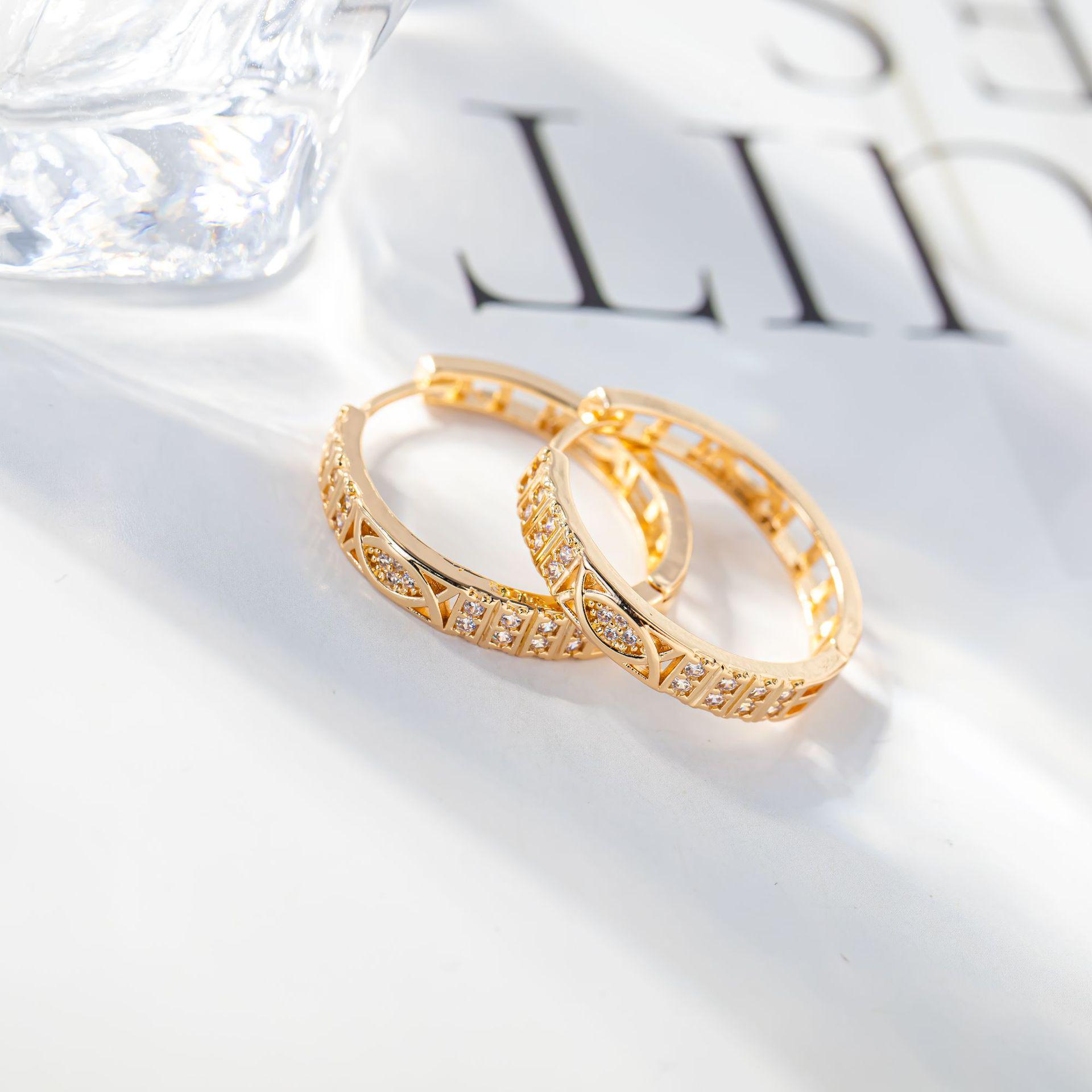 Korean Retro Rhinestone Double Row Metal Hoop Earrings – Elegant European  American Style