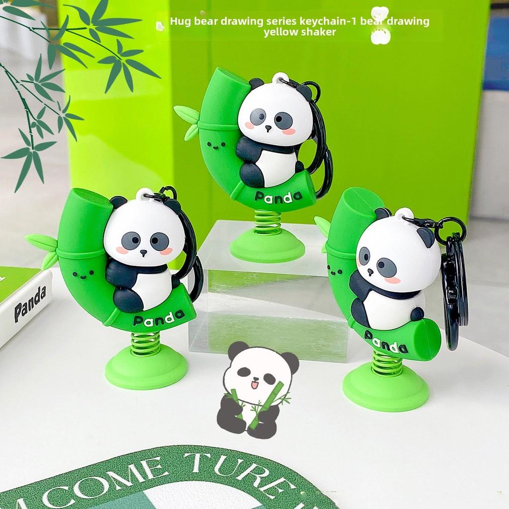 Panda Turning Fun Airplane Keychain With Resin Material For Couples And Gifts