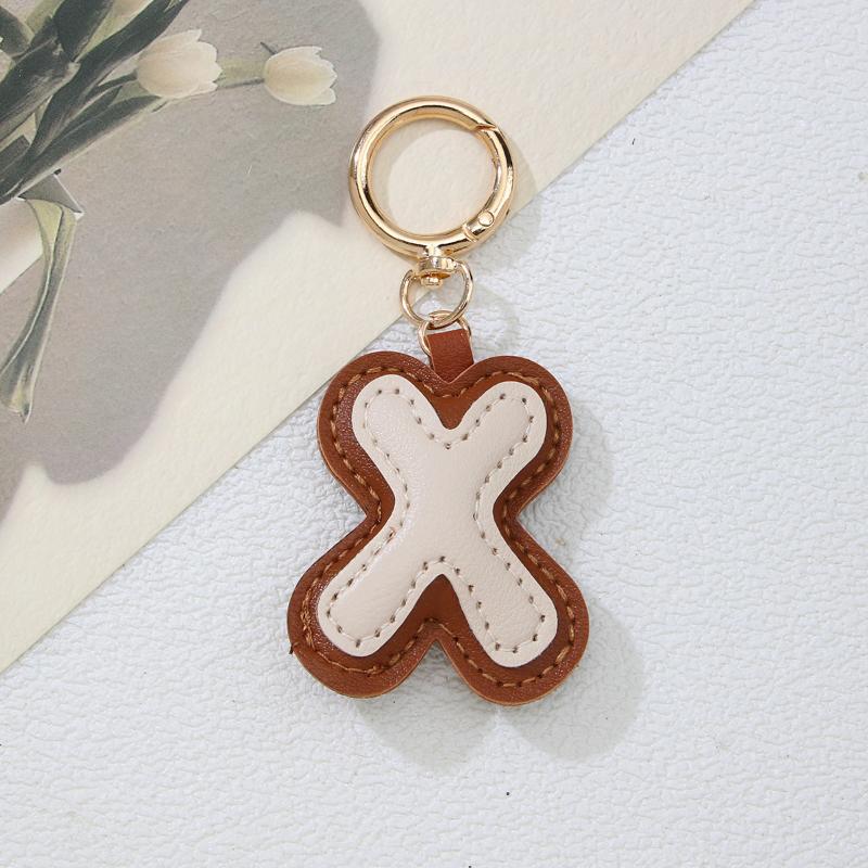 PU-Leder Bonbonfarbe A bis Z Initialen Schlüsselanhänger für Damen Einfach Mode Rucksack Telefonanhänger Autoschlüsselanhänger Schmuck Geschenke