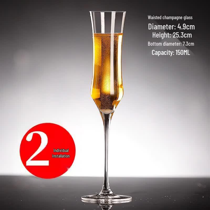 Creative European Crystal Champagne Flute Glasses - Set of 2