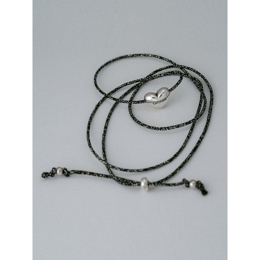 (925 Silver) Plump Heart String Necklace Nz2099