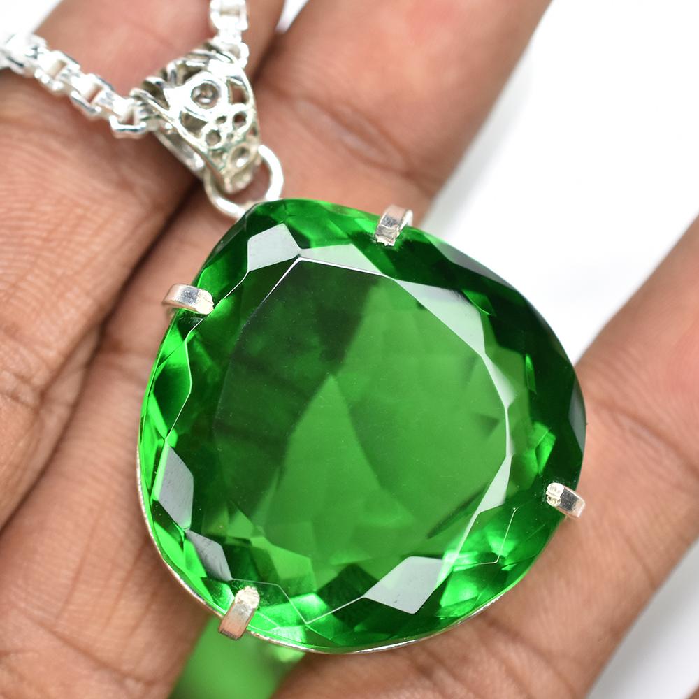 Natural Green Topaz 118 Ct Pendant Jewelry Certified Gemstone Gift For Her/ Him MY.PD-106-NS