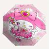 My Melody, Pink Automatic Opening and Closing Parasol Compact Travel Umbrella with 8 Ribs for Women and Men Ideal Birthday/Christmas Gift, O