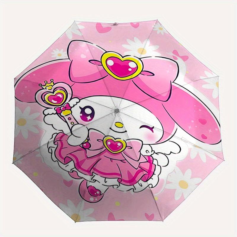 My Melody, Pink Automatic Opening and Closing Parasol Compact Travel Umbrella with 8 Ribs for Women and Men Ideal Birthday/Christmas Gift, O