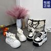 Non-slip heightening round head white shoes for women's 2025 spring new muffin thick-soled versatile casual sports board shoes for children