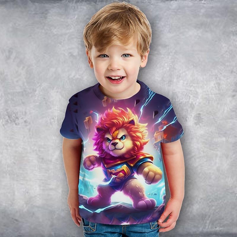 

Boys 3D Cartoon Dinosaur T shirt Tee Short Sleeve 3D Print Summer Spring Active Sports Fashion Kids 3-12 100