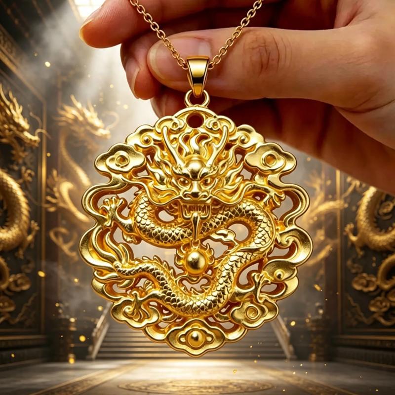 Traditional Chinese Style Gold Pendant 3D Embossed Matte Finish Auspicious Designs For Daily Wear Gifting Jewelry Collection