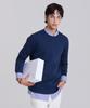 Dibeullu Tailored Crew Neck Long Sleeve Navy